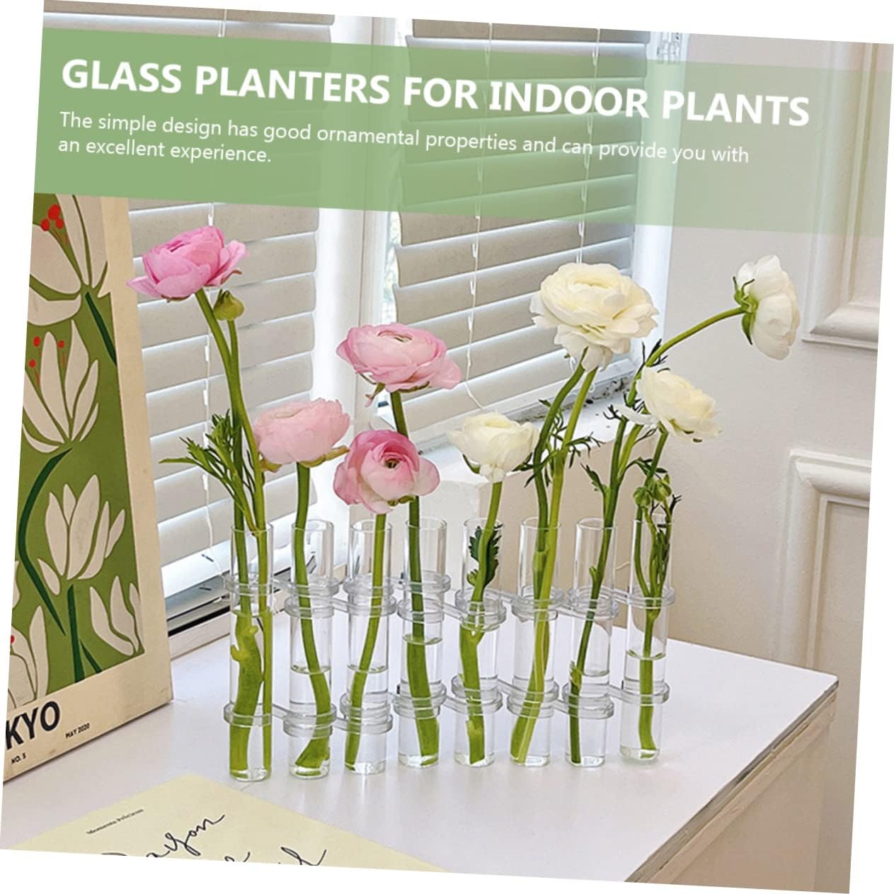 Zerodeko 1Set Hydroponics Test Tube Vase Desktop Plant Terrarium with Hook for Home Office and Garden Decoration Stylish Propagation Station for Indoor Plants