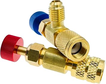 R12 R410 Refrigerant Charging Valve, R12 R22 Refrigerant Charging Valve 1/4in Male to 1/4in Female, R410 1/4in Male to 5/16in Female, Liquid Safety Adapter Flow Control Ball Valve