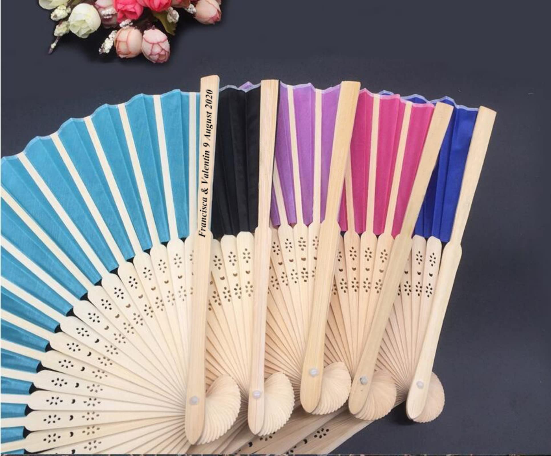 Ler Abanicos de Madera y Tela Blancos - Abanicos de Madera Natural y Tela Blancos. Abanicos para Bodas Invitadas Baratos (C,20 PCS)