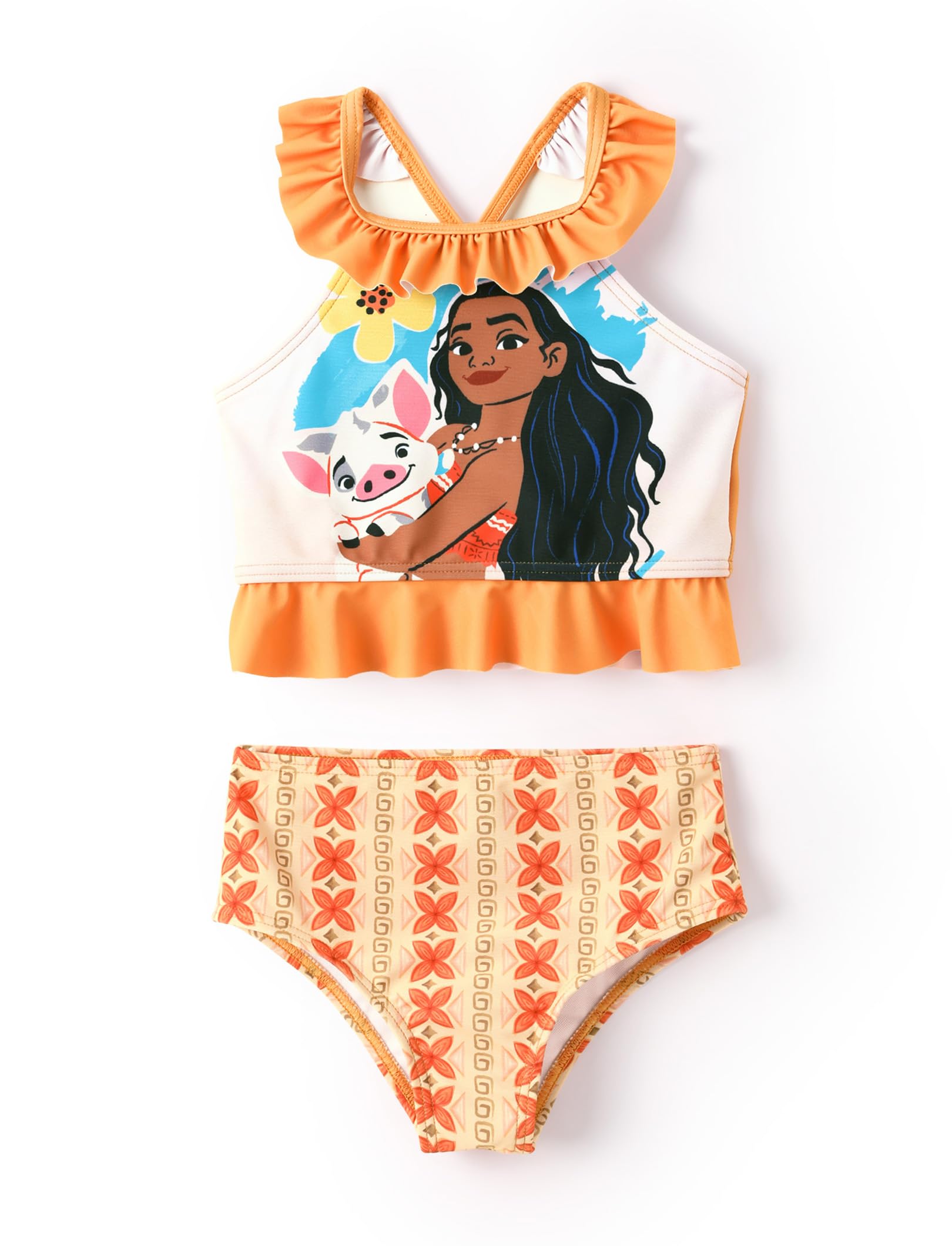 Disney Elsa Princess Toddler Girls Two Piece Tankini Top and Bow Tie Bikini Bottom Beach Swimwear Set