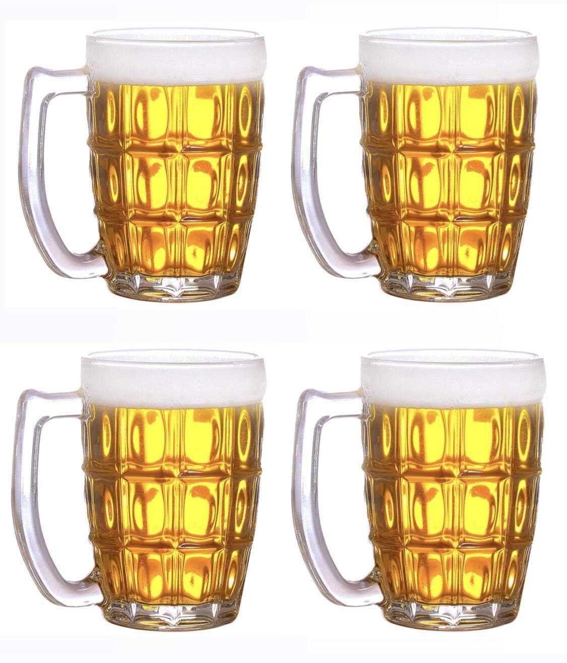 DOMINGO HUB® Classic Heavy Base Beer Glass 400 ML Set of 4 Italian Style Jumbo Beer Mug with Handle Classic Design Crystal Clear Glass Whisky, Wine, Vodka, Juice, Tea, Coffee Glass for Home Bar (B0DD7SD7GN) Amazon Price History, Amazon Price Tracker