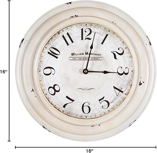 Miniatura 4 de Yosemite Home Decor Reloj de pared circular de hierro, marco blanco, cara blanca, texto negro, manecillas negras