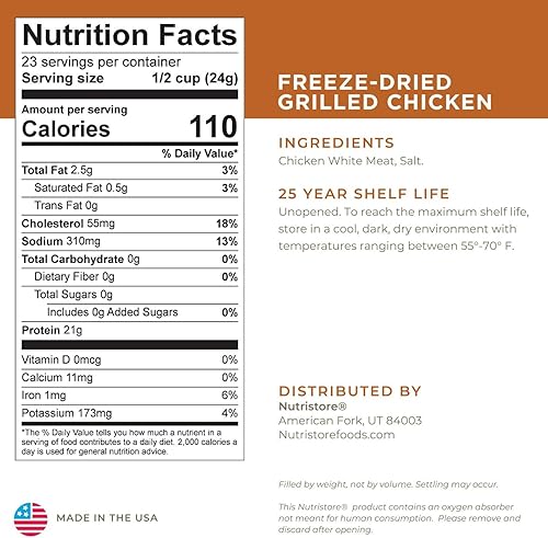 Miniatura 6 de Nutristore Pollo a la parrilla liofilizado pechuga de pollo precocida de alta calidad  Suministro de alimentos de emergencia de supervivencia