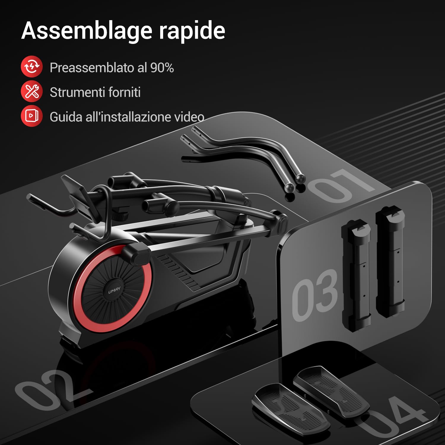 UMAY Elíptica de casa, elíptica Ultra silenciosa con 16 Niveles de Resistencia, zancada de 40 cm, Volante de 7 kg, Asas para frecuencia cardíaca, Pantalla LCD, Carga máxima 159 kg