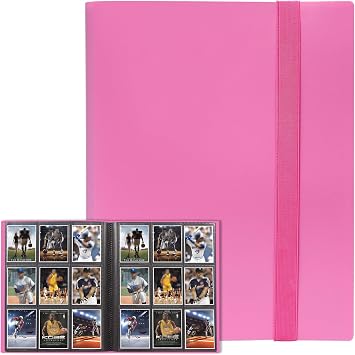 Card Binder, 9 Pockets Trading Card Album Folder, 360 Side Loading Pocket Binder for oh, MTG and Other TCG, Pink..