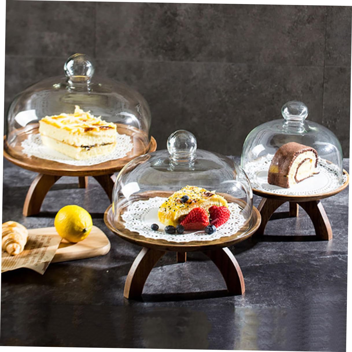 Copertura in Vetro Bianco Tonda per Frutta e Snack, Protezione Robusta per Piatti da Dessert e Frutta, Design Semplice e Raffinato per Uso Quotidiano
