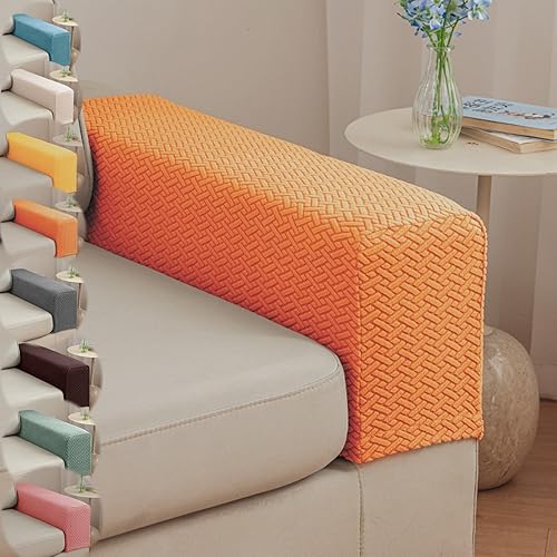 Miniatura 1 de Juego de 2 fundas para reposabrazos y sillas, protectores elásticos para reposabrazos de sofá con agarre antideslizante, tela de poliéster lavable a