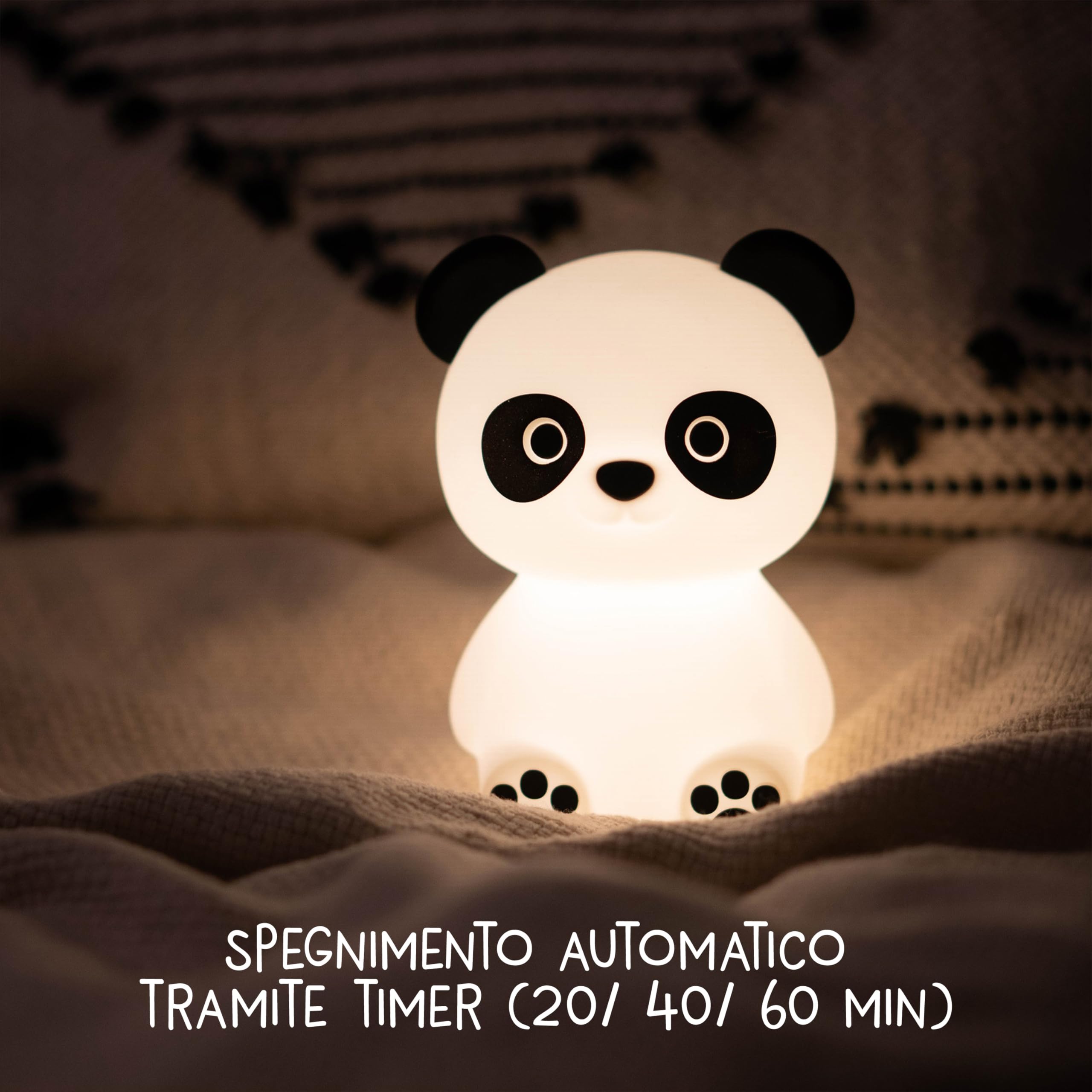 Luce notturna per bambini a forma di panda, luce notturna ricaricabile per bambini, 3 livelli di