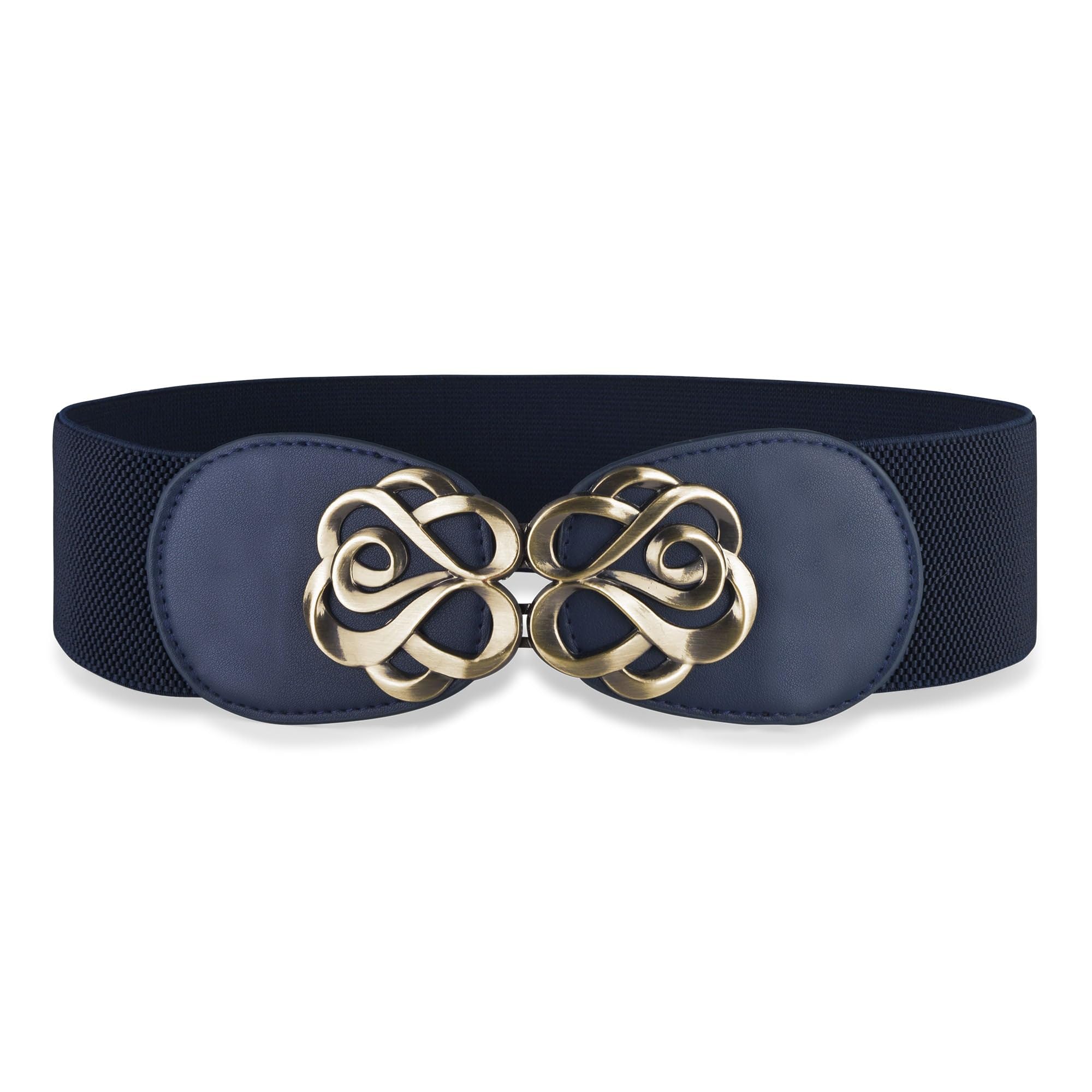 BlackButterfly Stretchy Vintage Waspie Elastic Buckle Waist Belt (Midnight Blue, XXL)