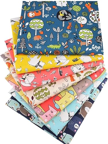 Miniatura 1 de Qimicody Paquetes de tela Fat Quarters 7 piezas 100 algodón de 20 x 20 pulgadas 197 x 197in precortadas de tela de acolchado para manualidades