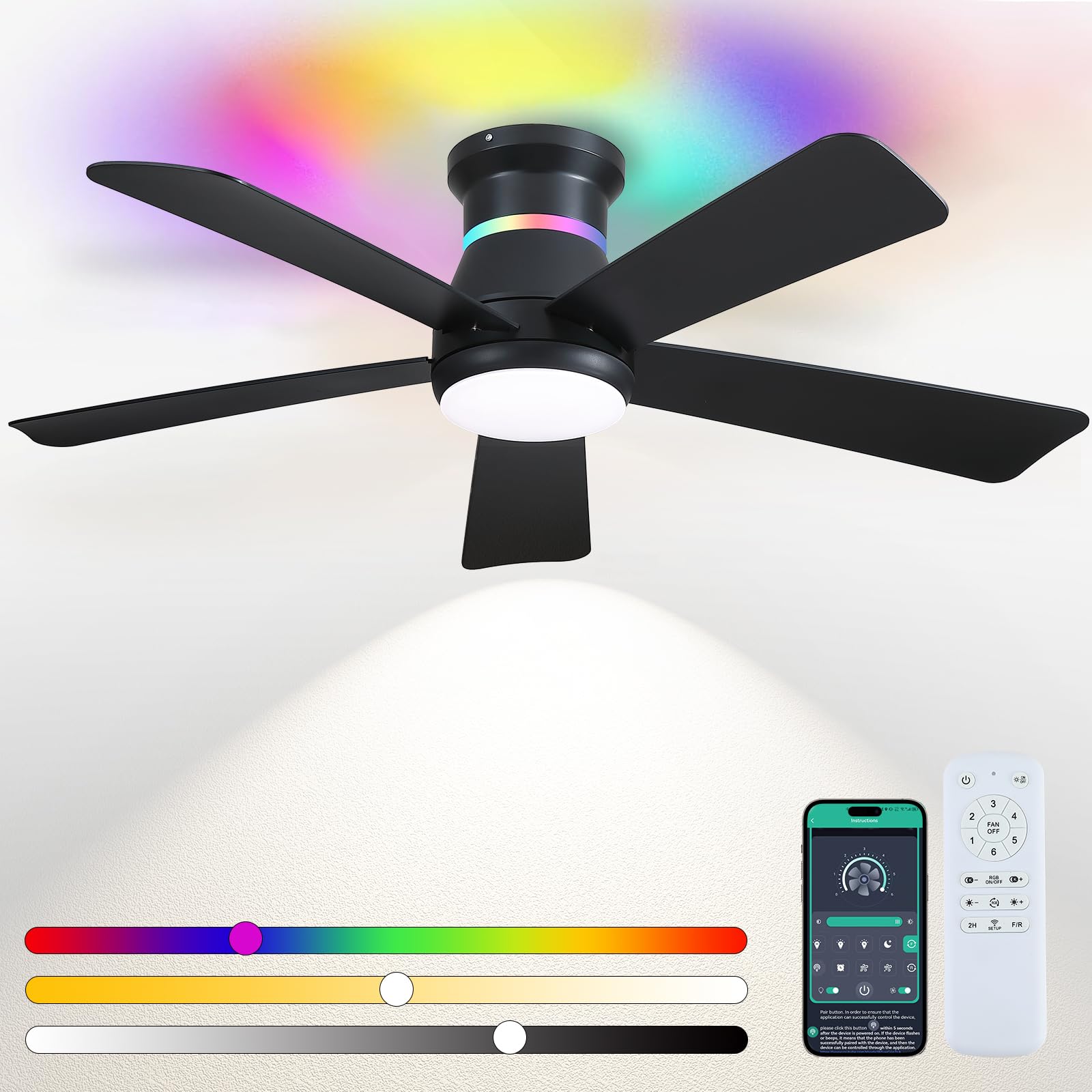 29% Off Surtime 46" Ceiling Fan with RGB Lights