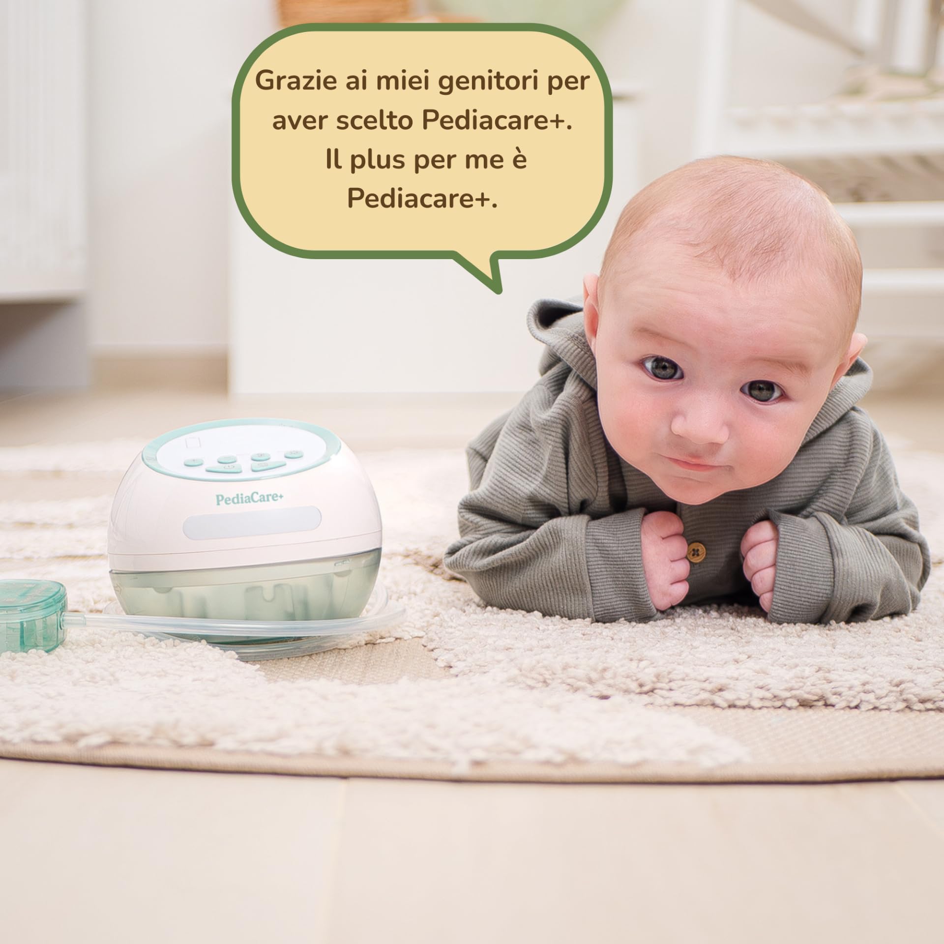 Pediacare+ Aspiratore Nasale Elettrico Neonato | 6 Livelli di Aspirazione, Display LCD, Musica Rilassante, LED Notturno, Ricaricabile, Igienico, Accessorio Utile per Neonati