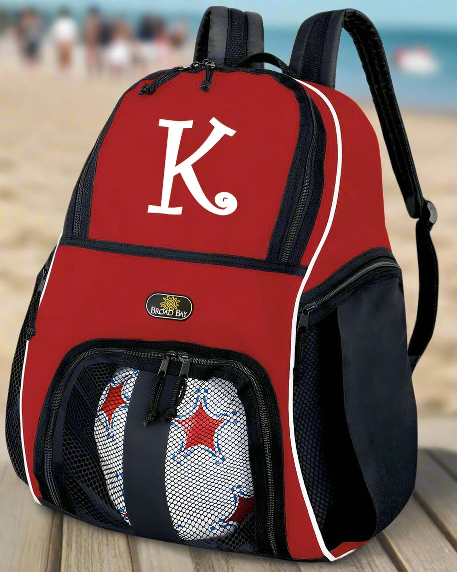 Broad Bay Personalized Soccer Backpack Custom Soccer Ball Bag Red