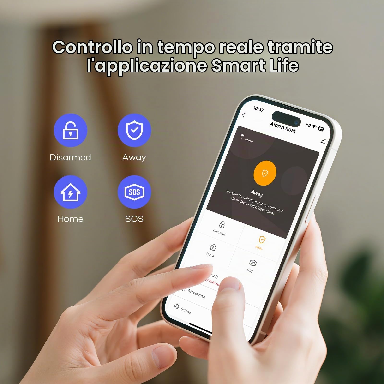 Sistema di Allarme GSM/WiFi con Sirena di Allarme da 120 dB, Telecomando Intelligente, display LCD, Annuncio vocale, Sicurezza per casa, ufficio