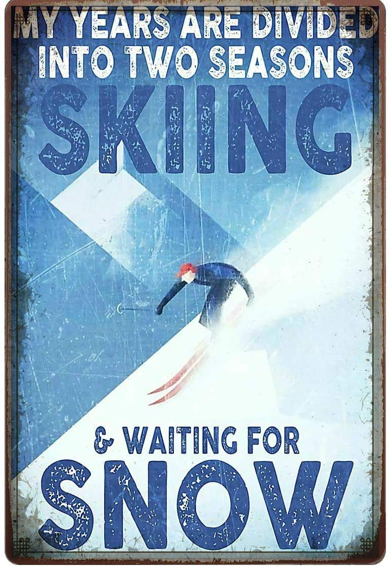 Vintage ski Aluminum tin Logo-Vintage Metal Tin Sign Warning Sign Gift Garden Yard Sign Festival Decoration Family Farm Garage Art Wall Sign 5.5x8inch