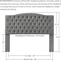 Vista 100 de 24KF Cabecera tapizada con terciopelo con diseño de botones capitoné, tamaño King/California King, cómoda, a la moda, acolchada, color gris