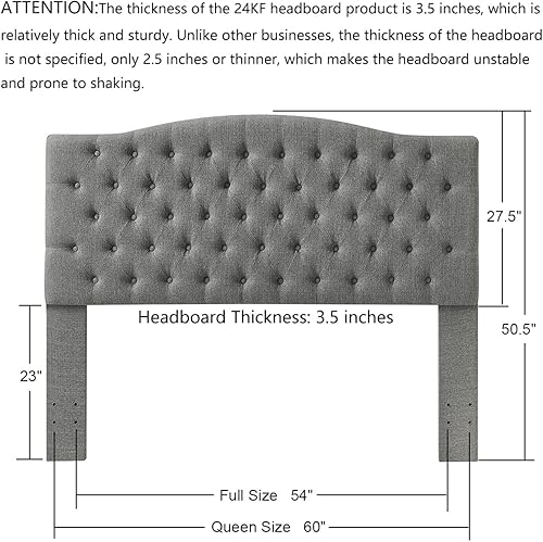 Miniatura 95 de 24KF Cabecera tapizada con terciopelo con diseño de botones capitoné, tamaño Queen/Matrimonial, cómoda, a la moda, acolchada, color rubor