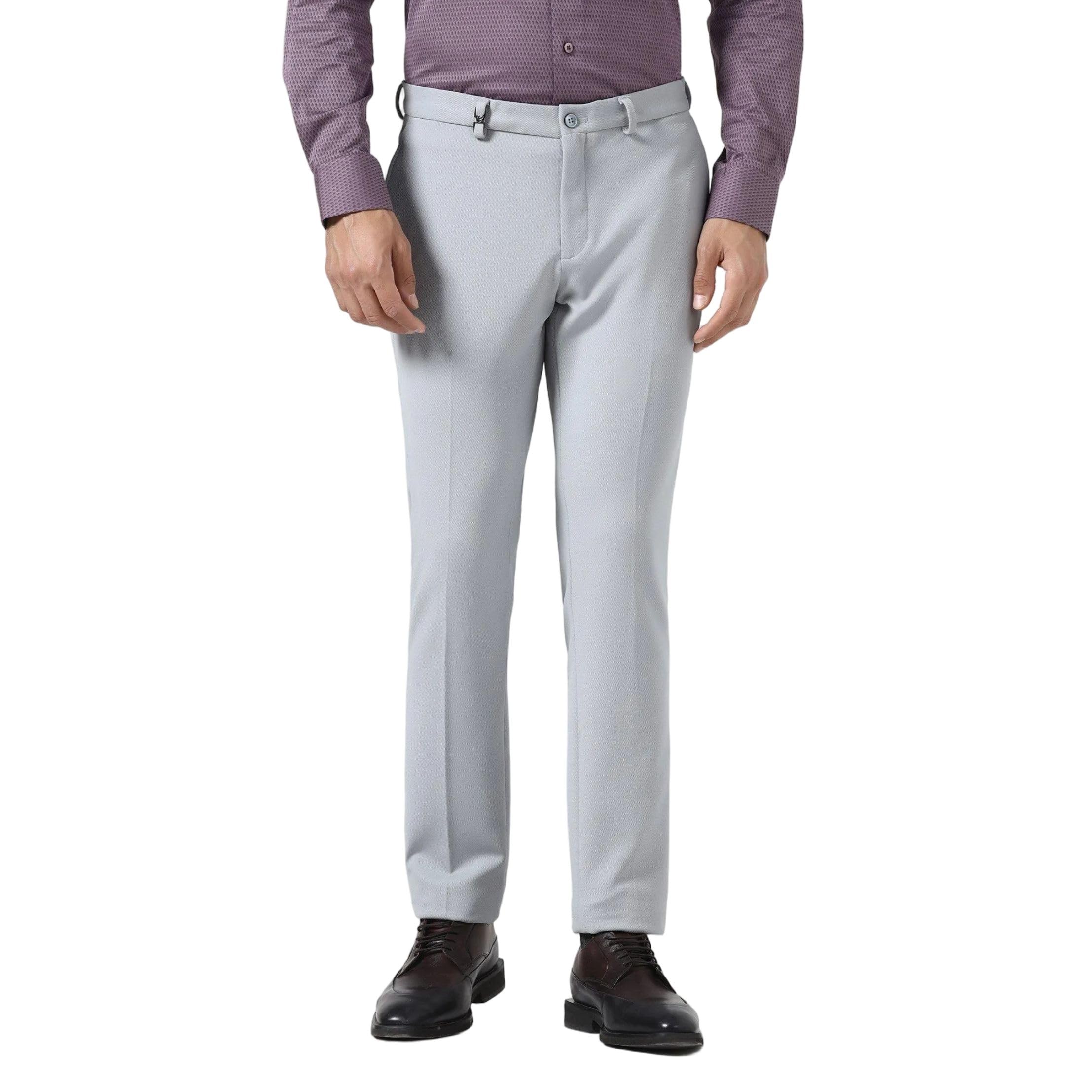blackberrys Men's Nylon-Blend Solid Slim Fit Formal Trousers-picture-10