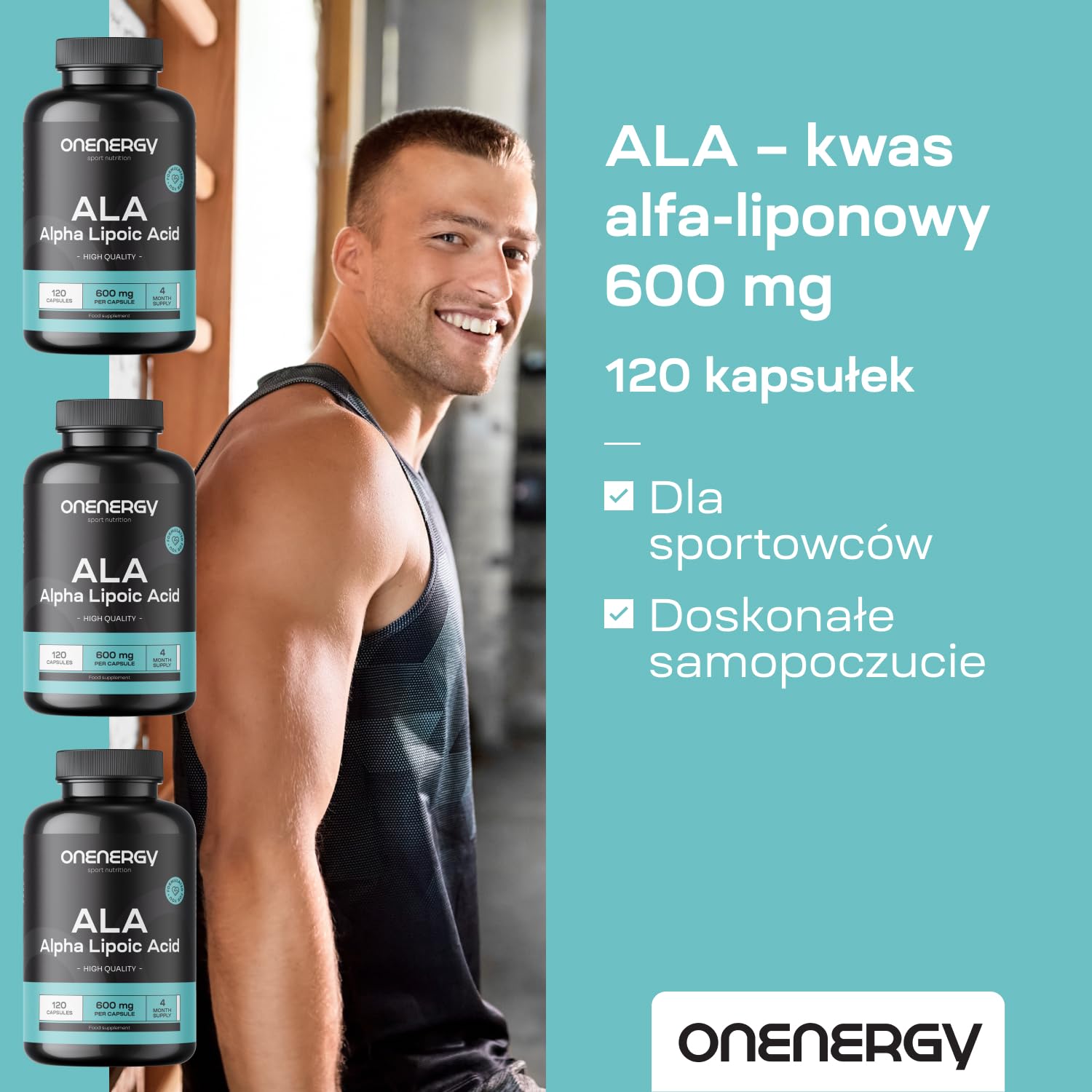 ALA – Kwas alfa-liponowy 600 mg – 120 kapsułek roślinnych – Zapas na 4 miesiące – Wysoka dawka – Dla sportowców i osób aktywnych fizycznie – Dodatkowa energia