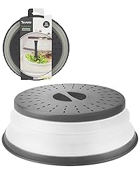 Tovolo Microwave Splatter Cover for Food, Medium (Charcoal) - Collapsible & Vented Silicone Splatter Guard Lid - Microwave Plate & Dish Cover with Handle - BPA-Free Kitchen Gadget for Meal Prep