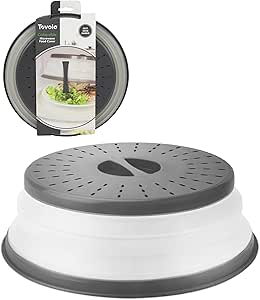 Tovolo Microwave Splatter Cover for Food, Medium (Charcoal) - Collapsible &amp; Vented Silicone Splatter Guard Lid - Microwave Plate &amp; Dish Cover with Handle - BPA-Free Kitchen Gadget for Meal Prep