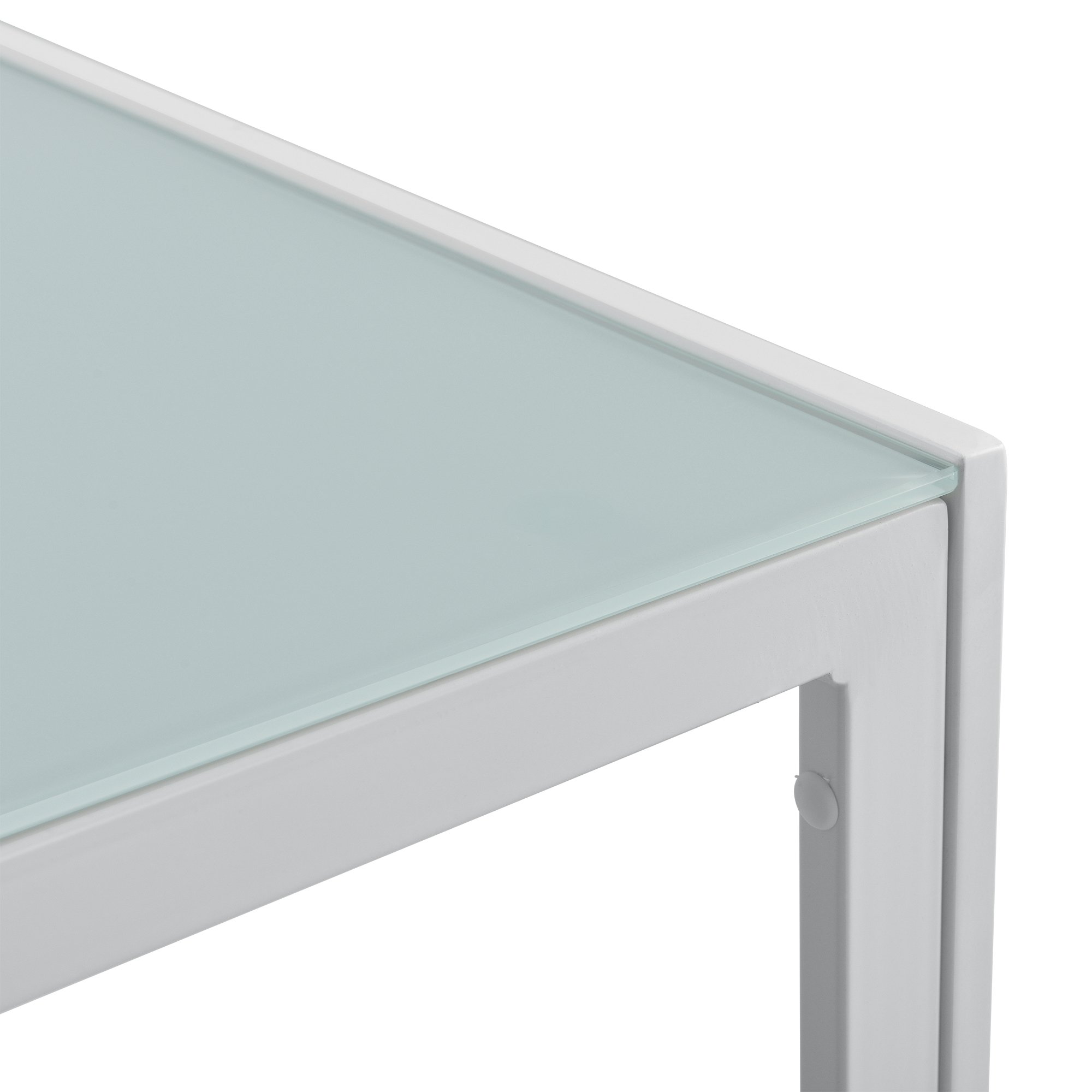 casa.pro Mesa de Centro de Vidrio 100 x 50 x 35 cm Mesa de jardín armazón Hierro diseño terraza Blanco