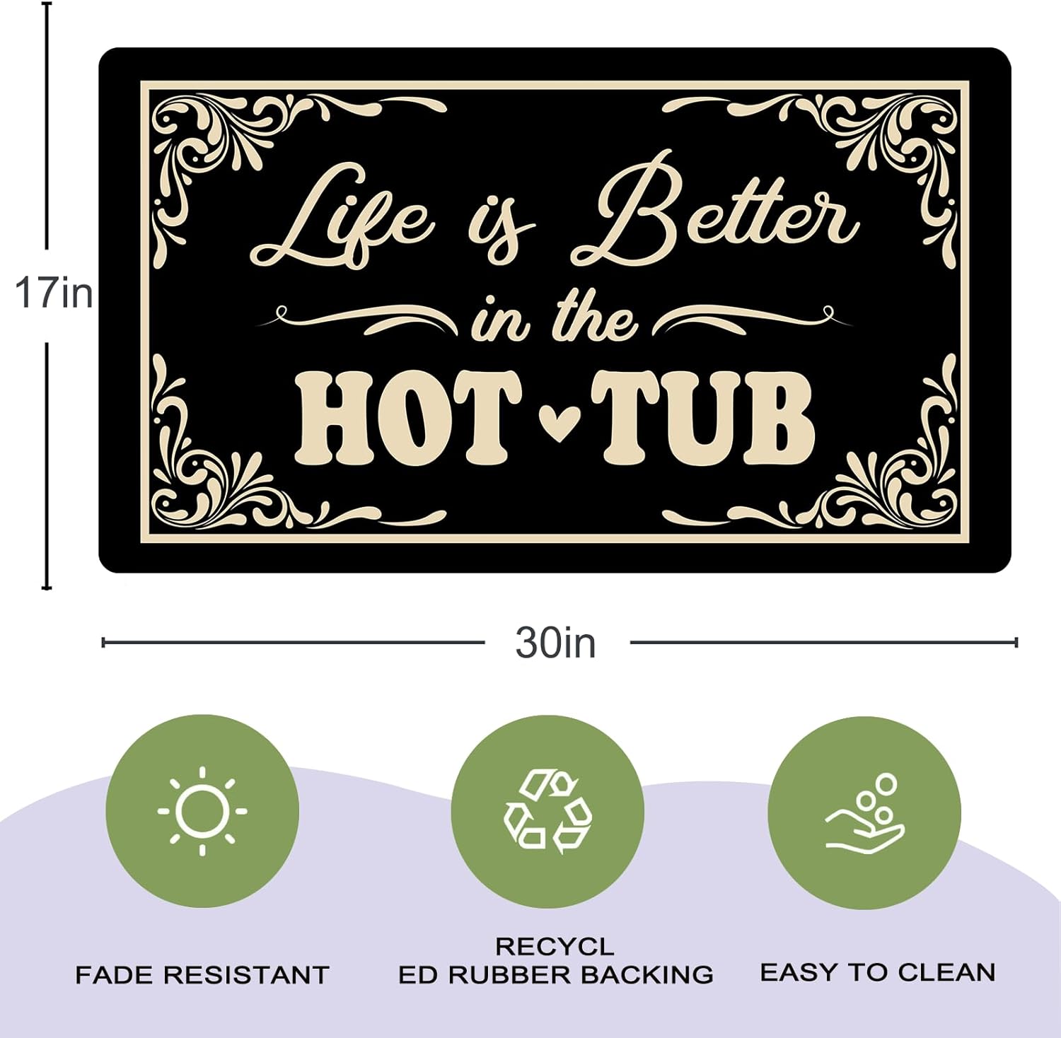 Life is Better in The Hot Tub Funny Welcome Mats for Entrance Indoor Personalized Kitchen Rugs and Mats Anti-Slip Novelty Gift Mat(30 X 17 in)