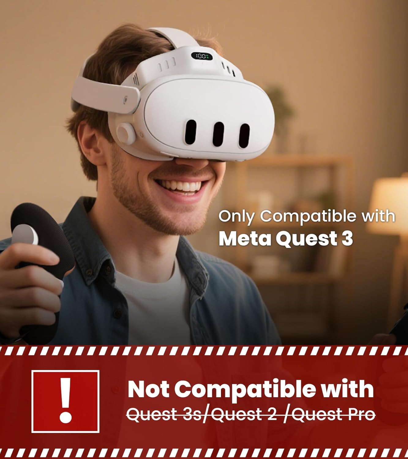 Dual Cooling Fan,Only Compatible with Meta/Oculus Quest 3,Matching Face Cushion＆Facial Interfaces for Anti-Fog,Fits Original Head Strap