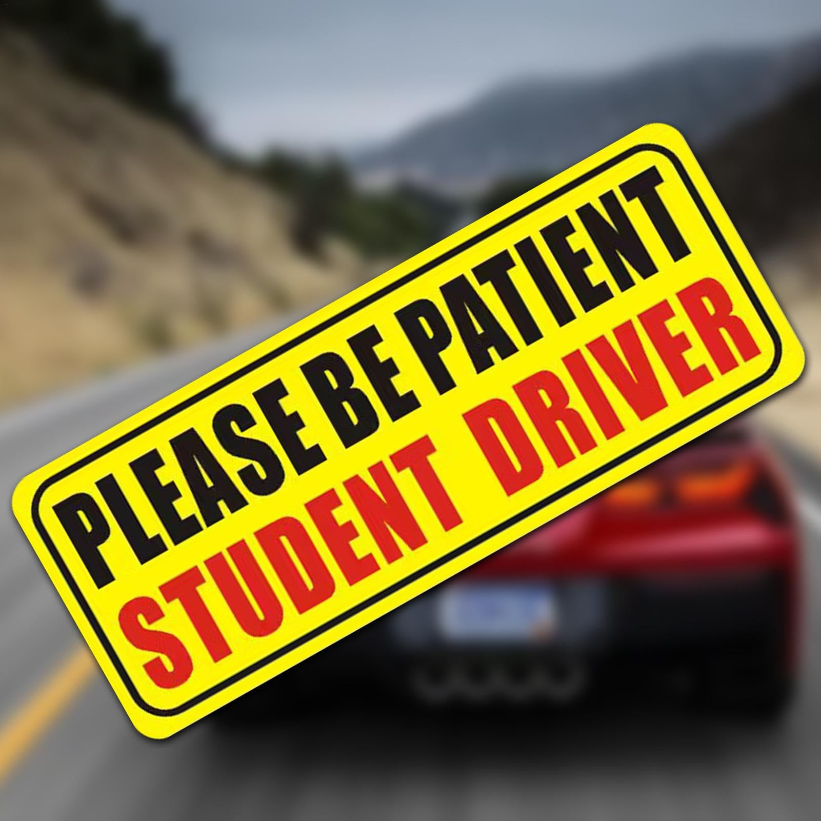 Magnete per auto con scritta in lingua inglese "Student Driver", adesivo riflettente per conducenti principianti con scritta "Please Be Patient Student Driver", per esterni rimovibili, 22,9