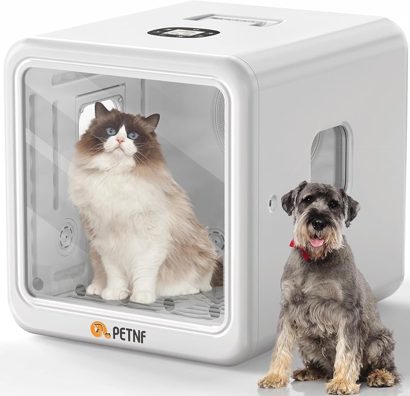 PETNF Pet Dryer Box for Cats and Small Dogs, 70L Automatic Drying Chamber with Quiet Operation, Adjustable Airflow & Temperature for Comfortable Home Grooming After Baths