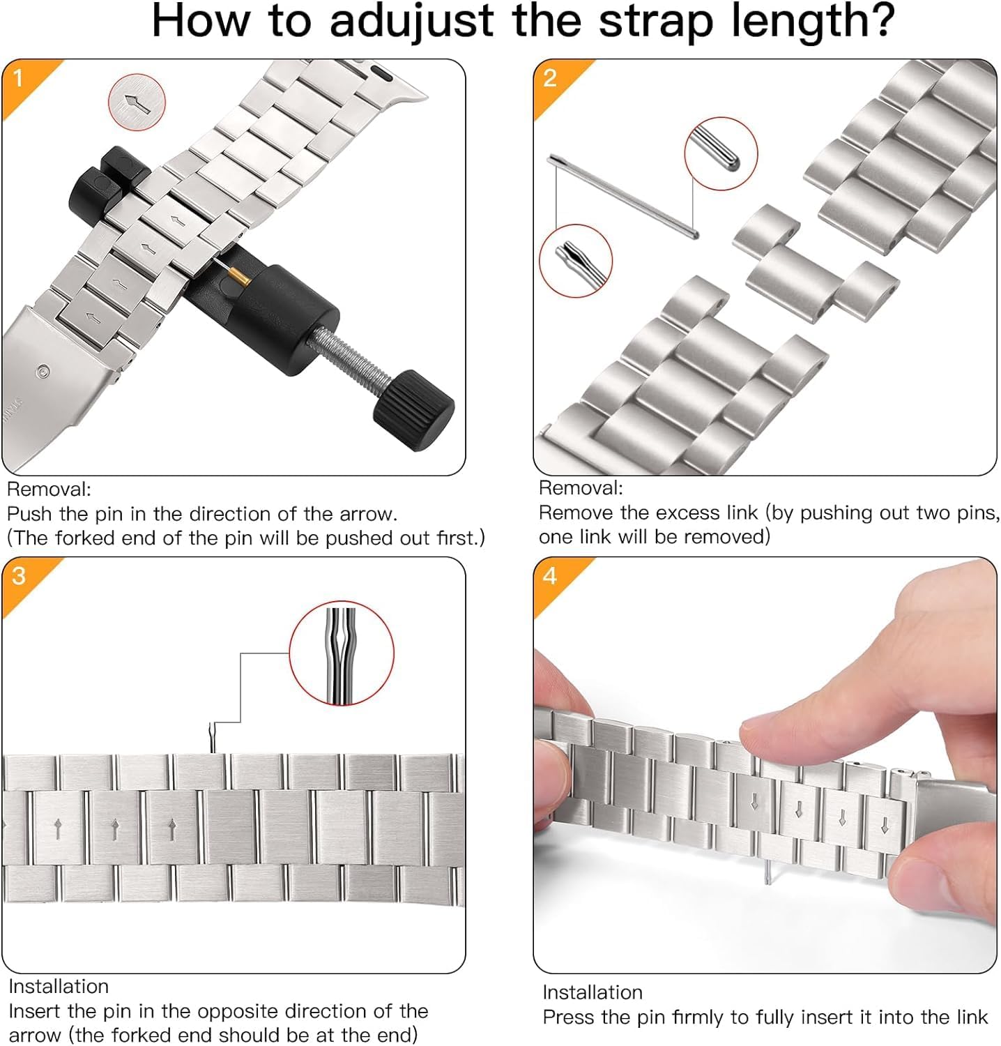 Seven-Piece Stainless Steel Metal Bracelet Band for Apple Watch Series 11/10/9/8/7,Ultra 3/2/1,SE 3/2/1 [2025]