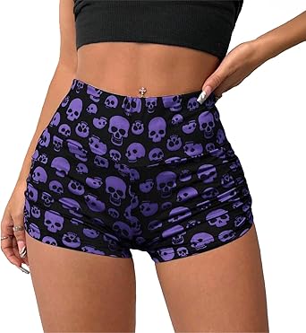 Micro Shorts for Women Gothic Skull Sexy Booty High Waisted Shorts Trendy 2025 Soft Summer Hot Jorts Comfortable Daily Wear