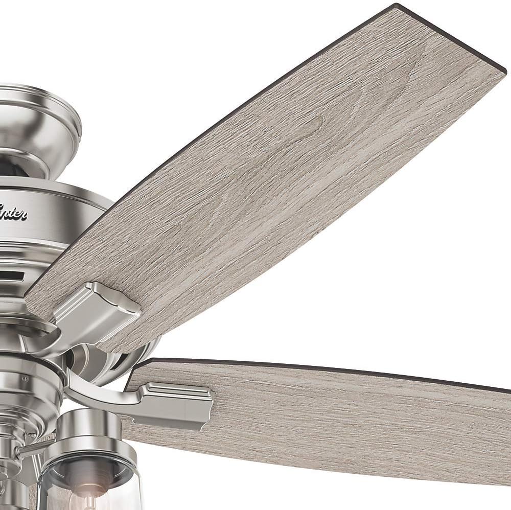 Hunter Fan 52 in. Brushed Nickel Ceiling Fan with 3 LED Lights and Remote (Renewed)