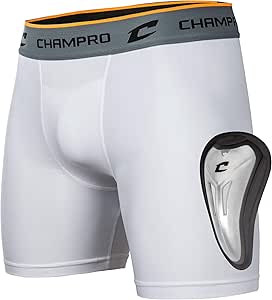 Boxer De Compression Champro Short - Jeunesse Taille M - Blanc - Baseball - Avec Coque
