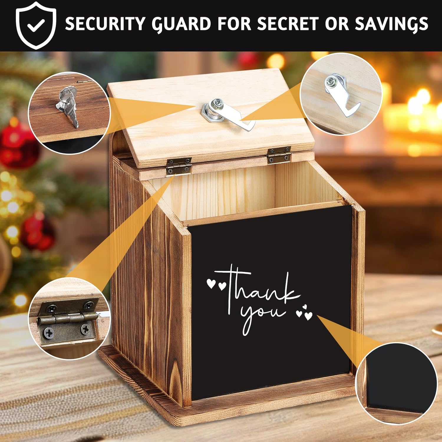 Suggestion Box with Slot and Lock - with 100 Suggestion Cards Ballot, Donation, Comment Drop Box for Church, Office, Wedding - Wall Mount/Countertop