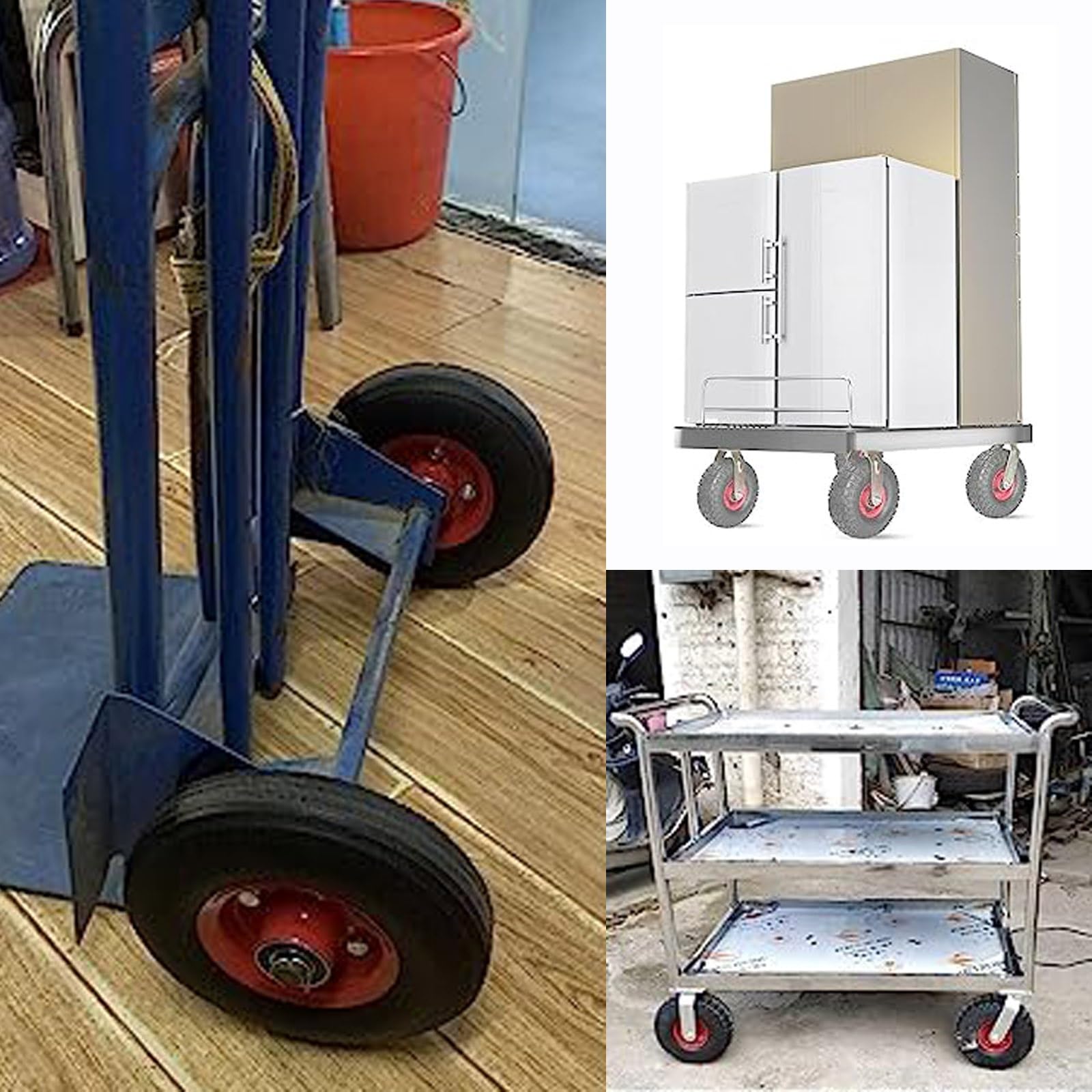 Hochleistungs-Radsatz mit 2 luftbereiften Lenkrädern mit Bremsen.Langlebige und verschleißfeste Lenkrollen für einfache Mobilität und Lastunterstützung.