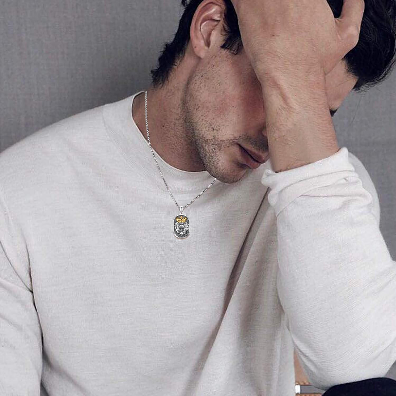 Cuoka Lion Necklace for Men Women S925 Sterling Silver King Retro Punk Gothic Hip Hop Rock Animal Lion Head Pendant Charm Jewelry Chain Necklace Viking Protection Amulet Necklaces - Image 6
