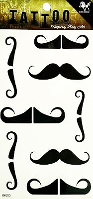 Black Mustache Temporary Tattoos 3D For Men Women Arts Mustache Cartoon Sticker Painting Sexy Body Festive Party Supplies Design Decorations Neck Chest Shoulder Legs Arm Back