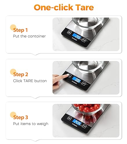 Miniatura 9 de Atogou Báscula de alimentos – Báscula digital de cocina de 33 libras, pantalla recargable y de visión completa, resistente al agua, carga de