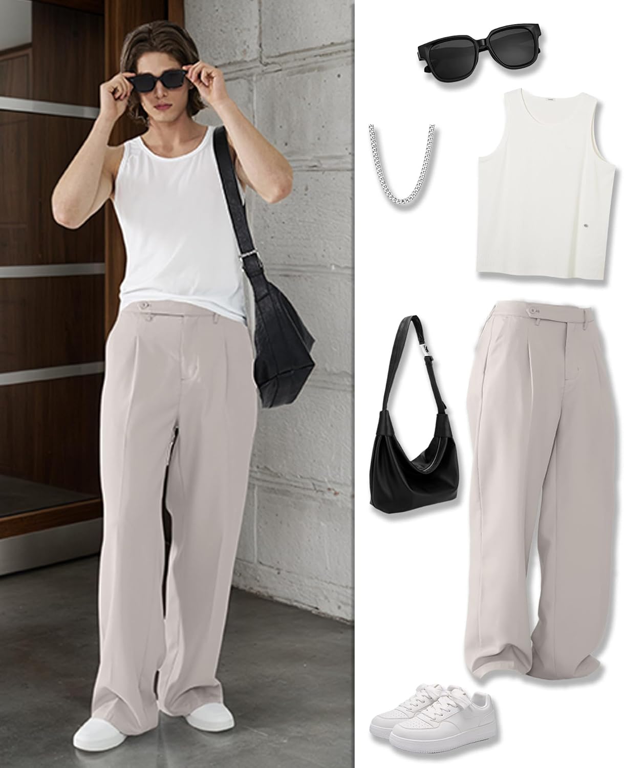 Susclude Mens Casual Dress Pants Pleated Old Money Wide Leg Baggy Pants Fall Relaxed Fit Slacks Work Trousers - Image 4