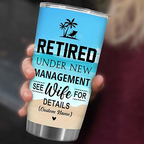 Miniatura 4 de WHIDOBE Regalos de jubilación personalizados, vaso de jubilación personalizado con nombre, jubilado bajo nueva administración, ver esposa para