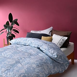 京都金桝 羽毛布団 特殊2層キルト シングル ハンガリーホワイトグースダウン93％ 1.4kg DP380 綿100% 冬用 本掛け 羽毛ふとん 掛け布団 軽くて暖か 日本製 （ブルー）｜アヌビス掛 S B