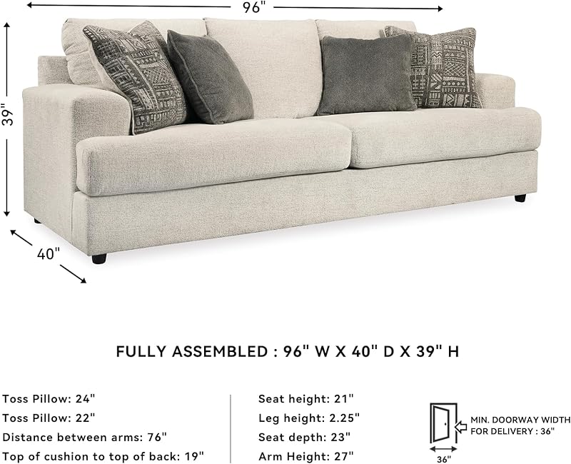 Signature Design by Ashley Soletren Chenille Sofa, Stone, No Assembly image 3