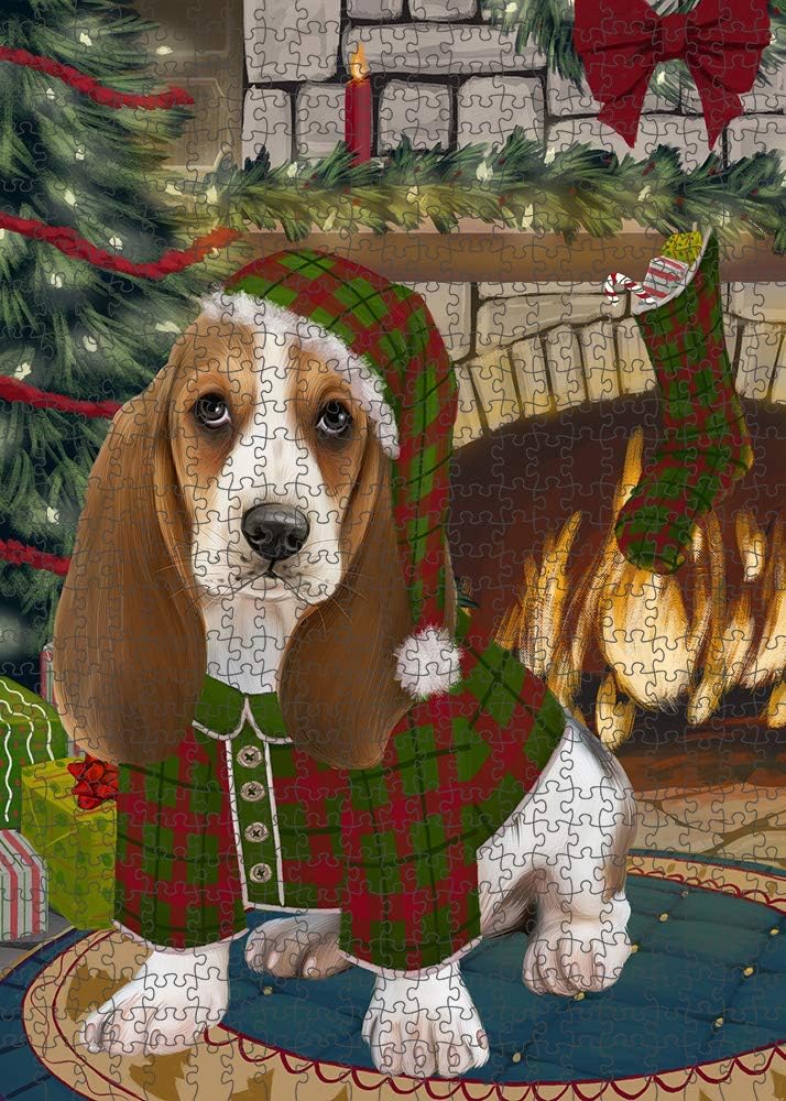 Christmas Stocking was Hung Basset Hound Dog Jigsaw Puzzle for Adults - Animal Printed Interlocking Puzzle Game Artwork - Gift for Dog Lover's - 1000 Pcs 20"x30", PZLE51386