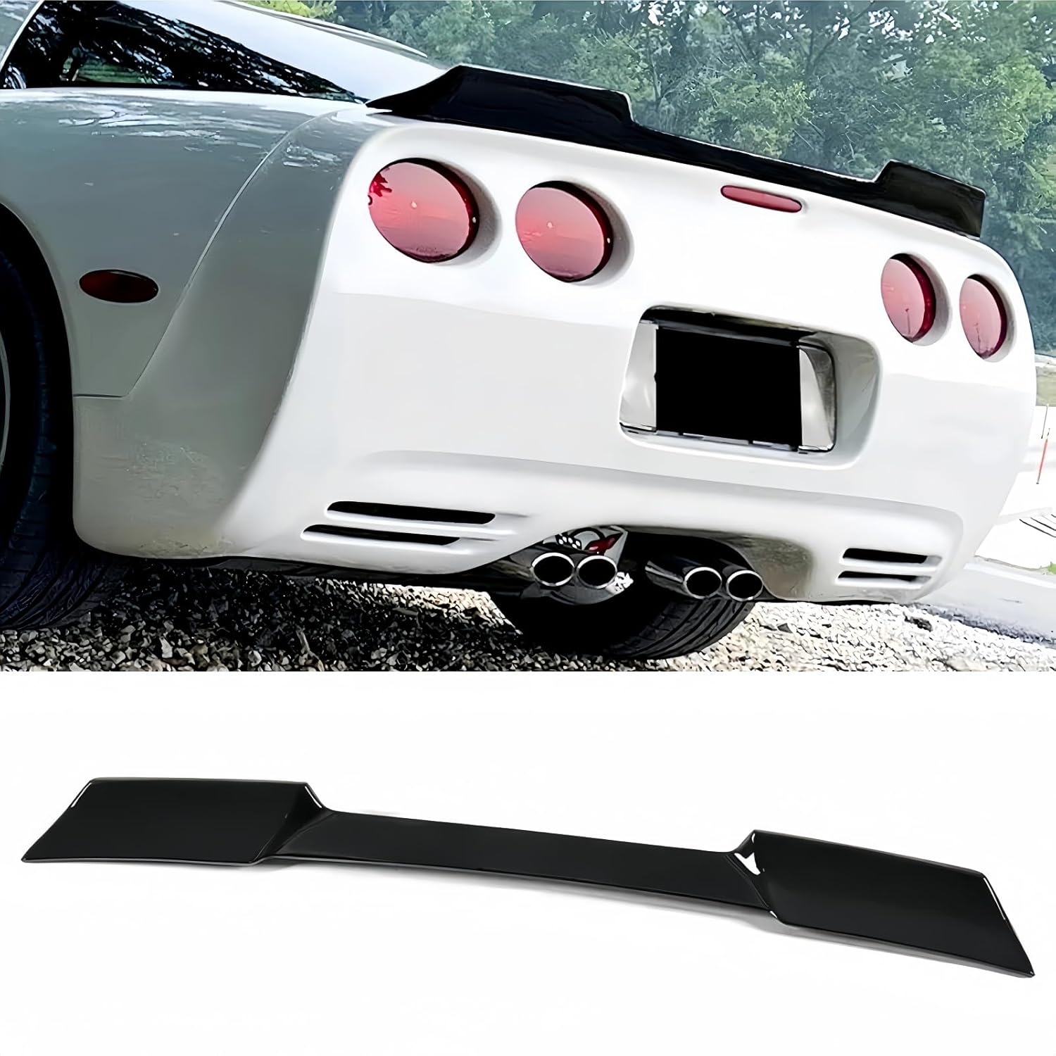 Rear Trunk Wing Spoiler Compatible with Corvette C5 1997-2004 ZR1 Extended Style Rear Trunk Lid Wing Spoiler (Glossy Black)