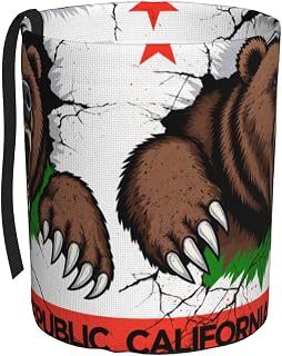 California Republic Brown Bear Car Trash Can with Strap, 600D Oxford Fabric Auto Waste Bin for Vehicle