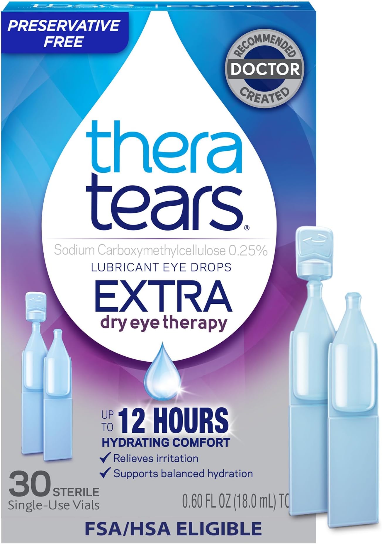 TheraTears Extra Dry Eye Drops, Preservative-Free Vials, 30 Ct