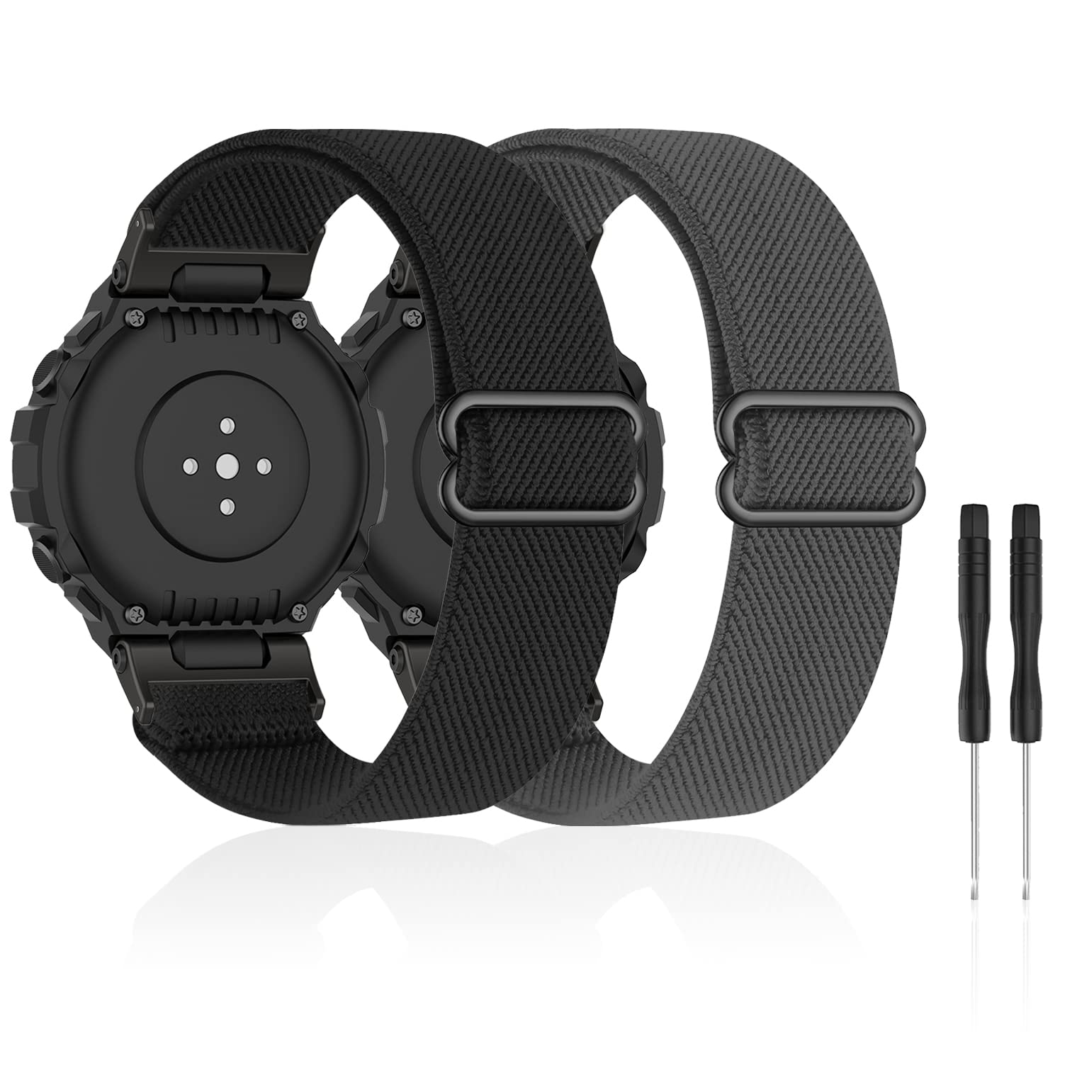 Bolesi 2pack Stretchy Nylon Bands Compatible with Amazfit T-rex/T-Rex Pro,Elastic Soft Sport Loop Watch Strap Adjustable Wristband for Amazfit T-Rex/T-Rex Pro Smartwatch Accessories