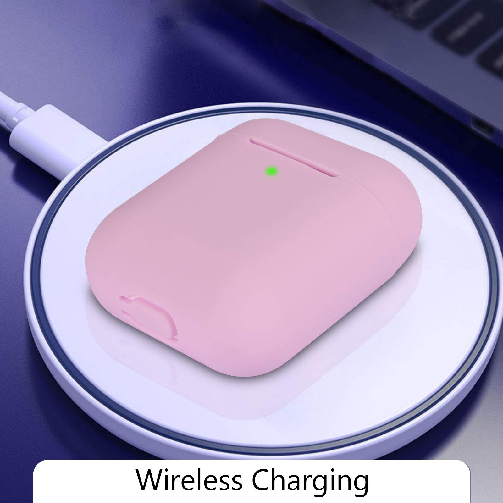 Coque Housse Étui Protecteur Compatible avec AirPods 2, Silicone Case Cover pour AirPods 2, Témoin LED Visible, Supporte la Charge sans Fil, Lavender Pink - 5