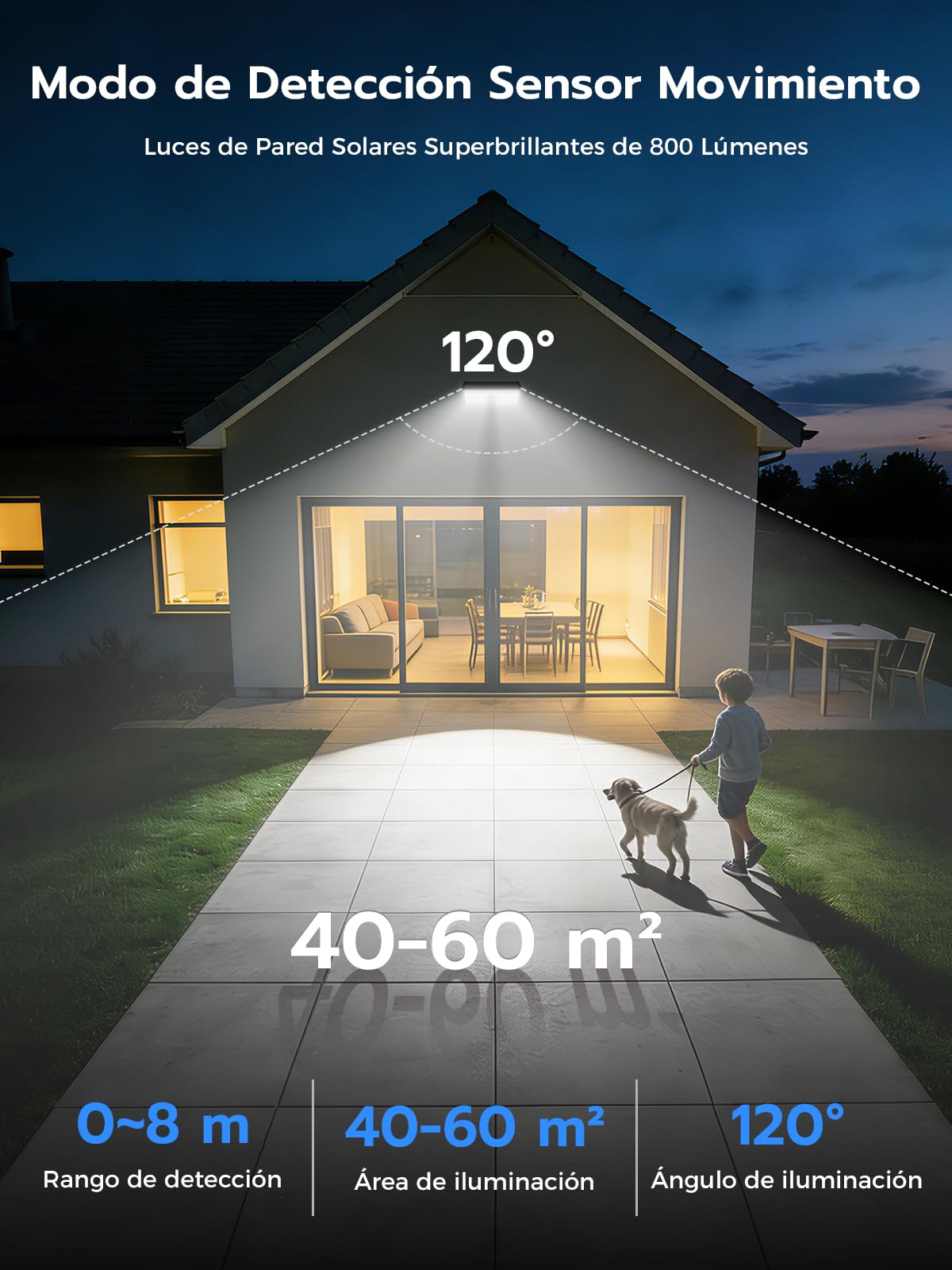 Smiling Shark WL-06L Luces Solares Exterior Sensor Movimiento, Aplique Solar Exterior Pared Doble Uso 4 Modos IP65 Impermeable LED Lámparas Solares Blanca Fría para Jardín Valla Patio, 4 Piezas